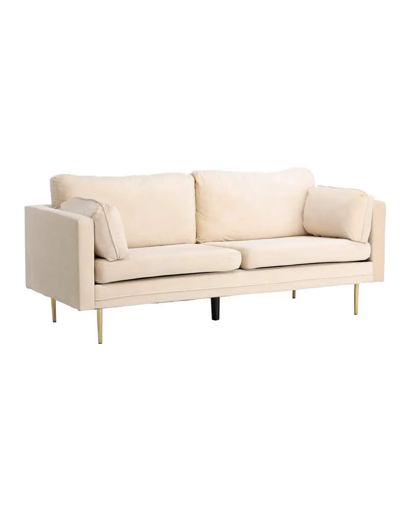 Boom Sofa mit Stahlbeinen in Beige, Gestell Gold, Polyester-Samt, Ansicht 2