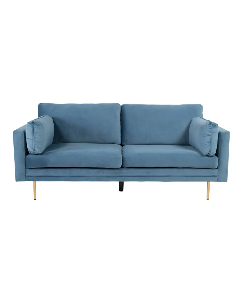 Boom Sofa mit Stahlbeinen in Blau, Gestell Gold, Polyester-Samt, Ansicht 1