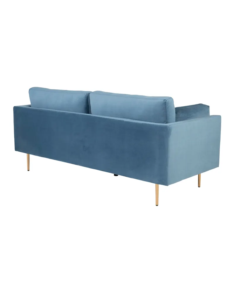 Boom Sofa mit Stahlbeinen in Blau, Gestell Gold, Polyester-Samt, Ansicht 4
