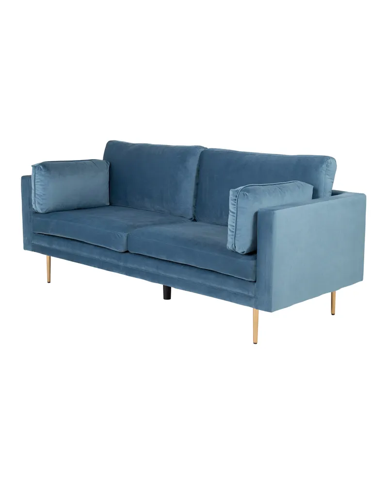 Boom Sofa mit Stahlbeinen in Blau, Gestell Gold, Polyester-Samt, Ansicht 5