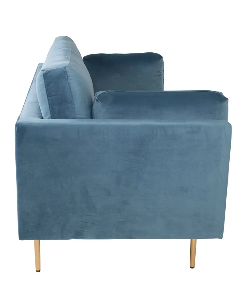 Boom Sofa mit Stahlbeinen in Blau, Gestell Gold, Polyester-Samt, Ansicht 6
