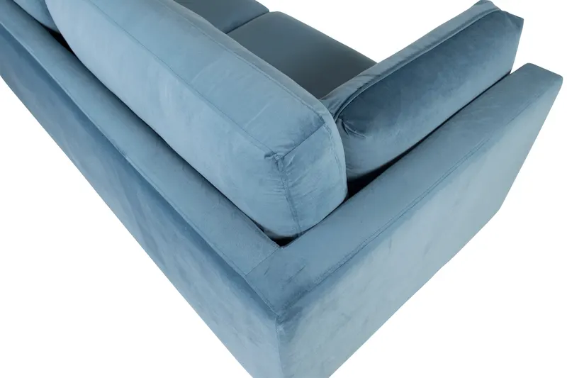 Boom Sofa mit Stahlbeinen in Blau, Gestell Gold, Polyester-Samt, Ansicht 8