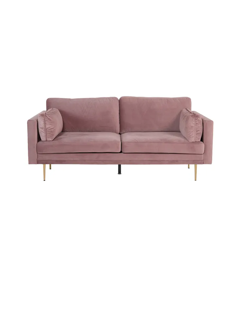 Boom Sofa mit Stahlbeinen in Altrosa, Gestell Gold, Polyester-Samt, Ansicht 1