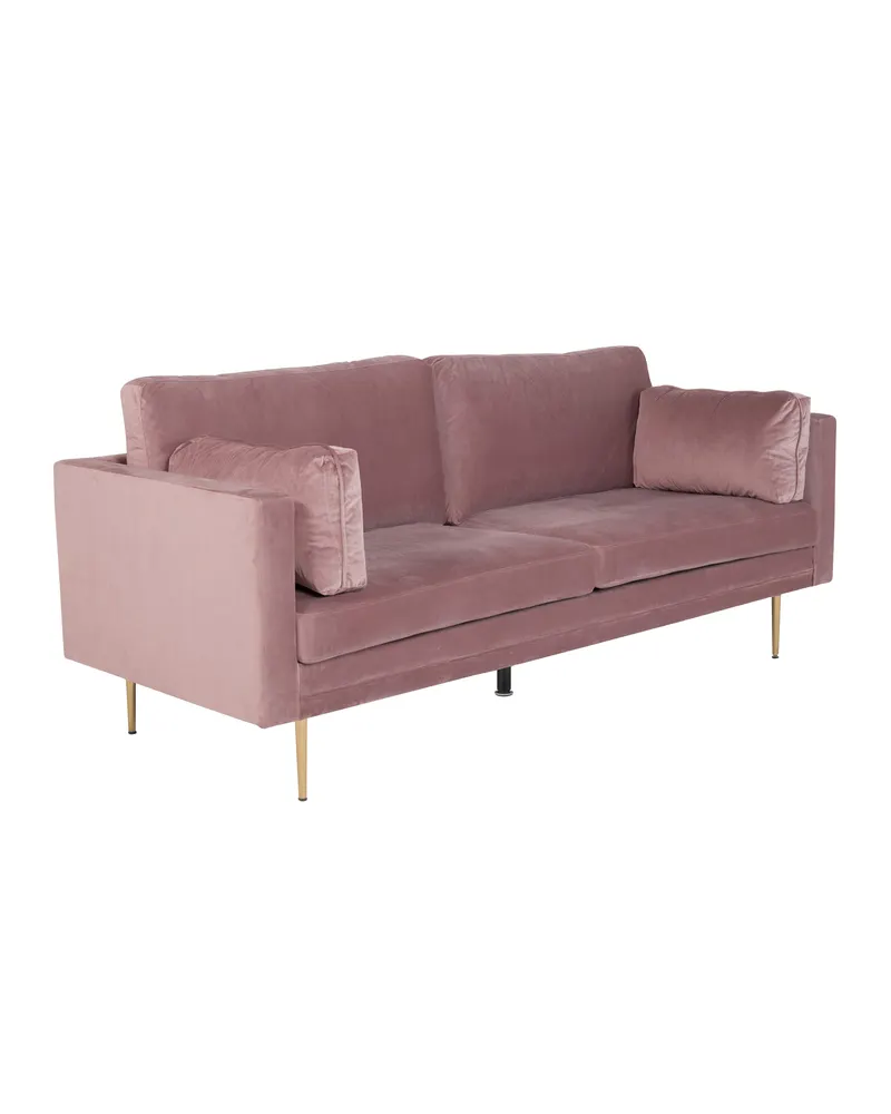 Boom Sofa mit Stahlbeinen in Altrosa, Gestell Gold, Polyester-Samt, Ansicht 2