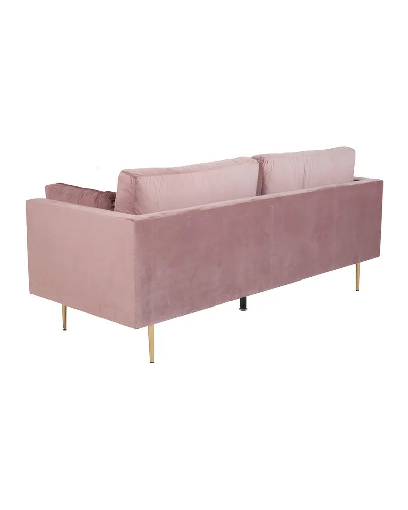 Boom Sofa mit Stahlbeinen in Altrosa, Gestell Gold, Polyester-Samt, Ansicht 3
