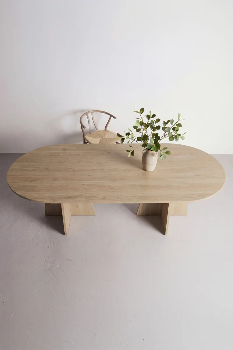 Bootcut ovaler Esstisch in 230 × 115 cm, Natur, im Wohnraum, Ansicht 2
