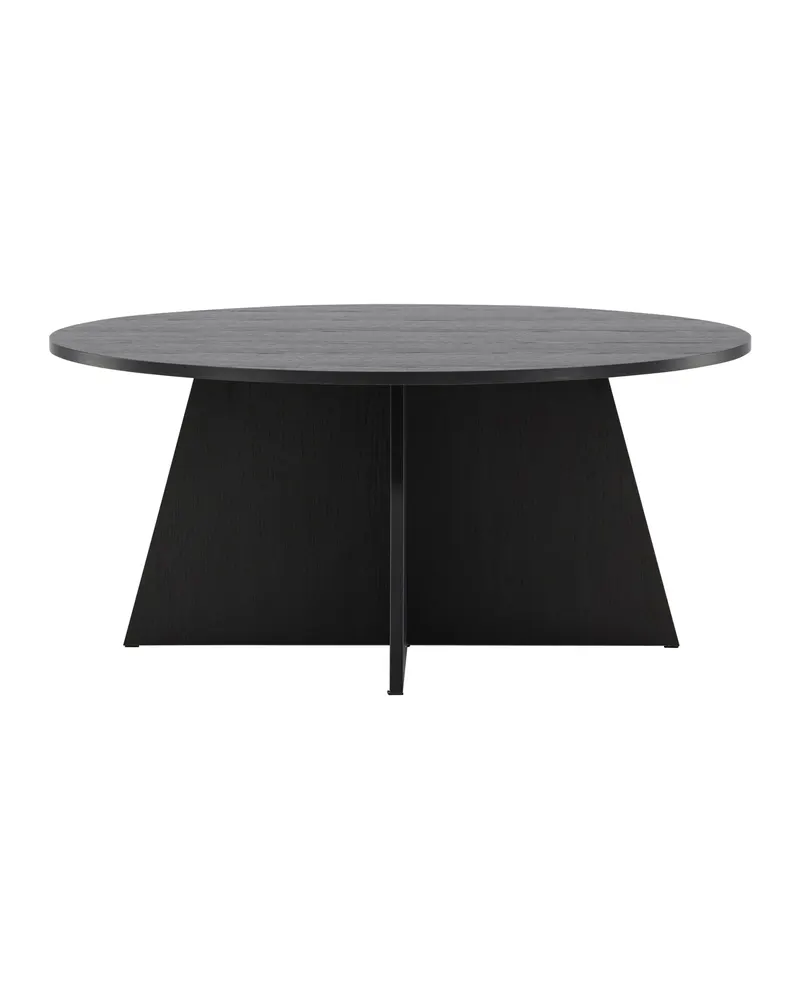 Bootcut runder Couchtisch mit Kreuzfuß in Ø 100 cm, Schwarz, Ansicht 3