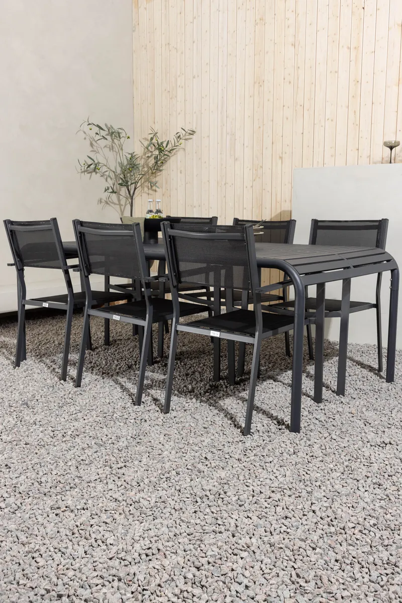 Borneo & Copacabana Gartenmöbel-Set aus Aluminium mit 6 Stühlen, im Wohnraum, Ansicht 1