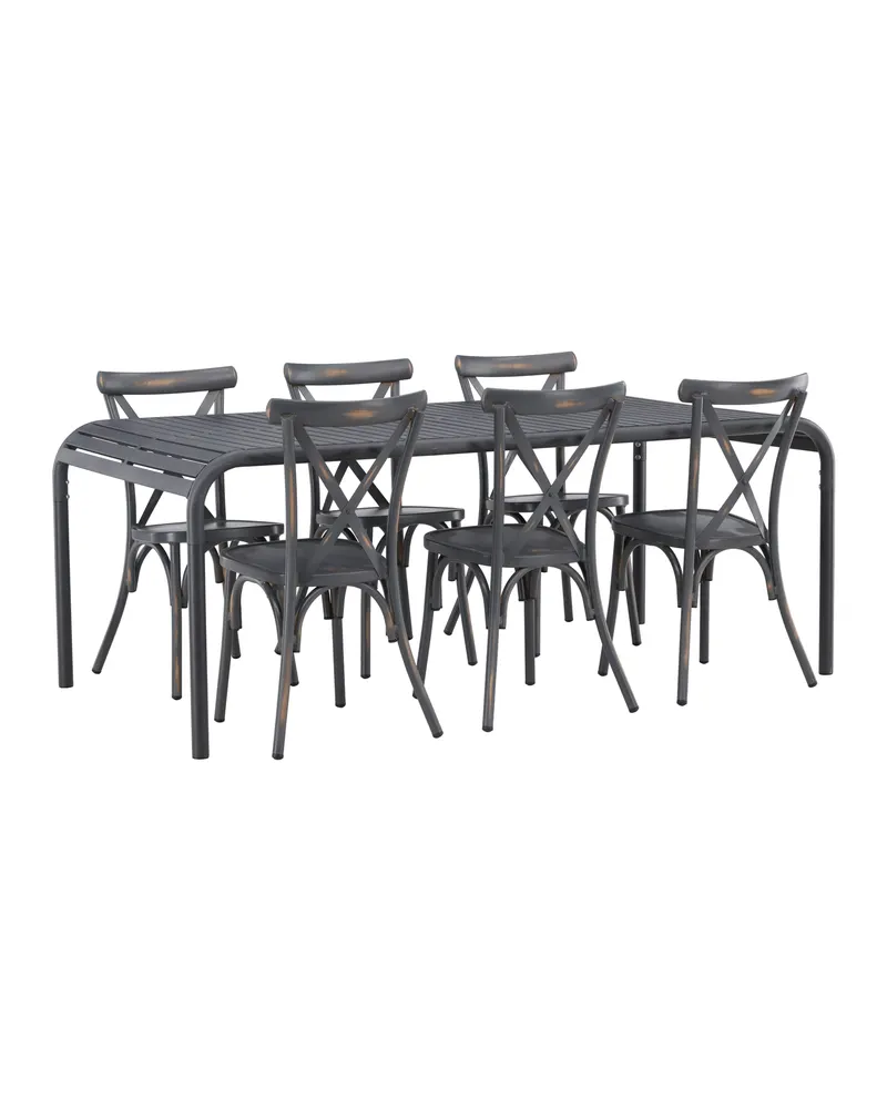 Borneo & Tablas Gartenmöbel-Set aus Aluminium, Stühle mit Kreuzlehne