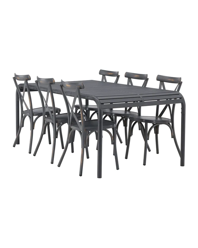 Borneo & Tablas Gartenmöbel-Set mit 6 Stühlen mit Kreuzlehne, Ansicht 6
