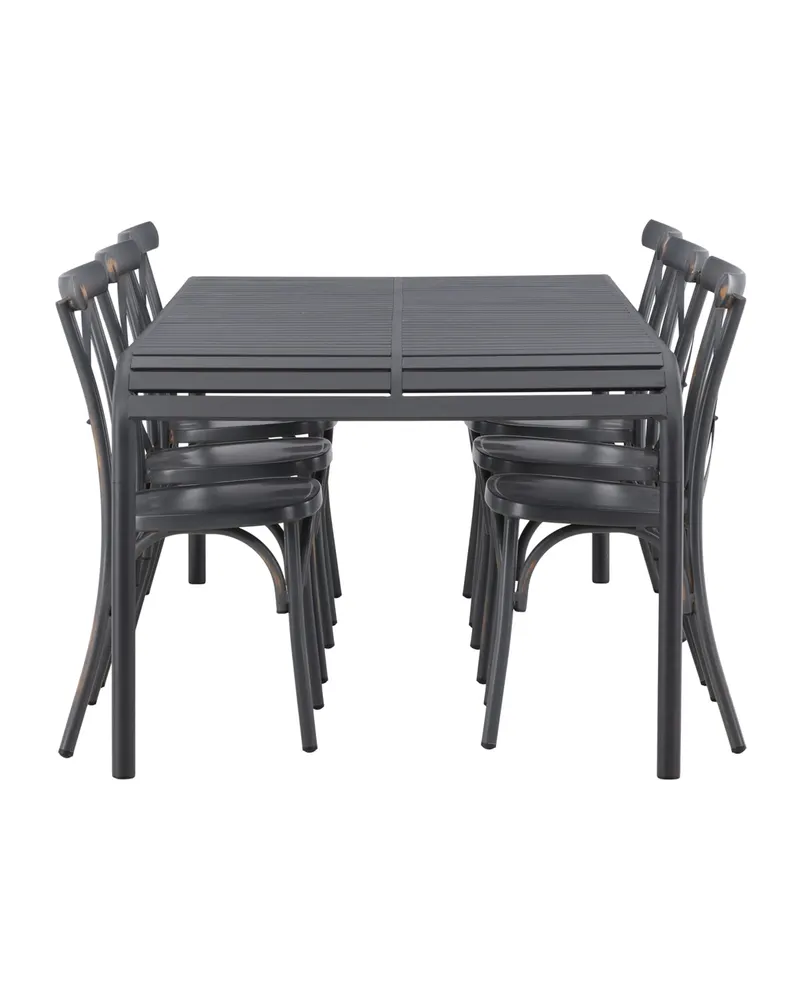 Borneo & Tablas Gartenmöbel-Set mit 6 Stühlen mit Kreuzlehne, Ansicht 7