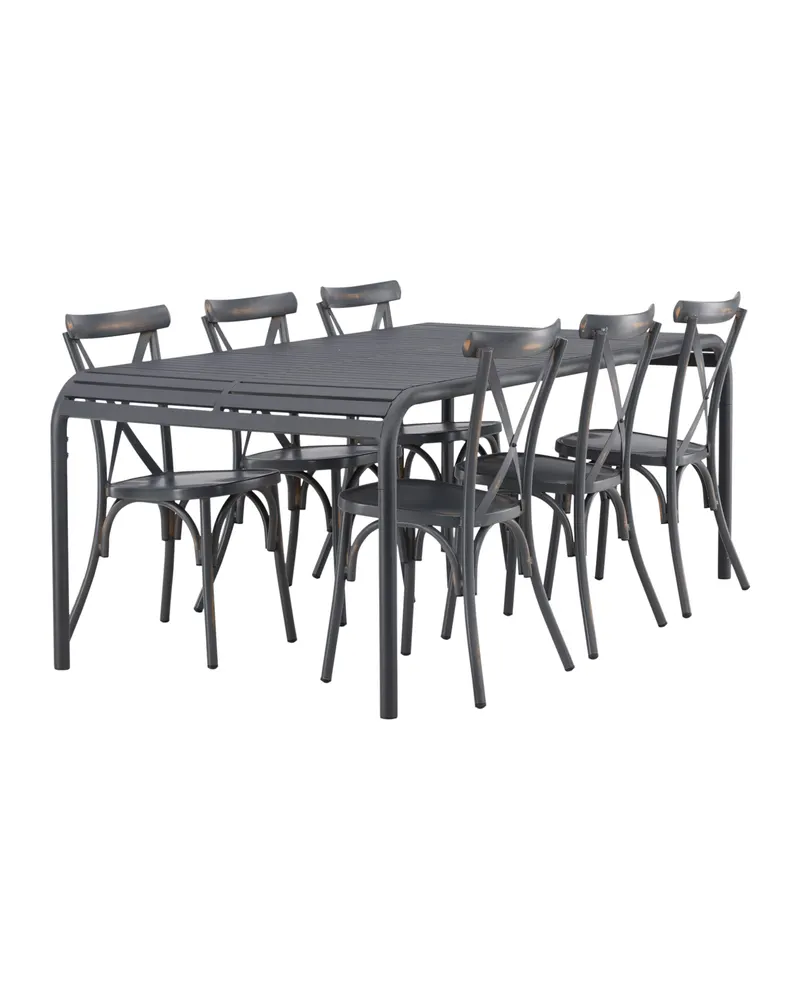 Borneo & Tablas Gartenmöbel-Set mit 6 Stühlen mit Kreuzlehne, Ansicht 8