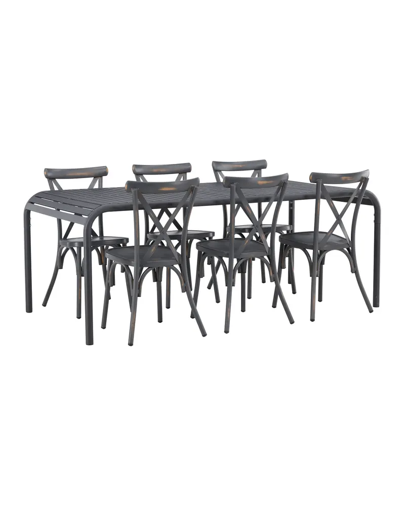 Borneo & Tablas Gartenmöbel-Set mit 6 Stühlen mit Kreuzlehne, Ansicht 9