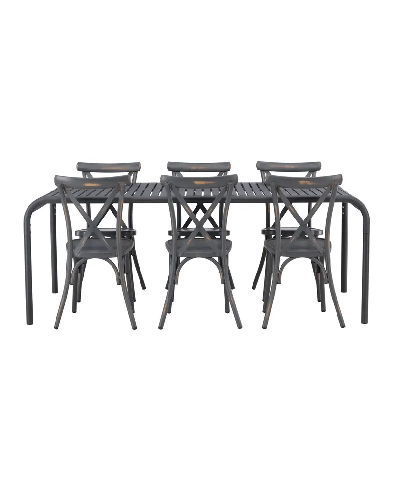 Borneo & Tablas Gartenmöbel-Set mit 6 Stühlen mit Kreuzlehne, Ansicht 10