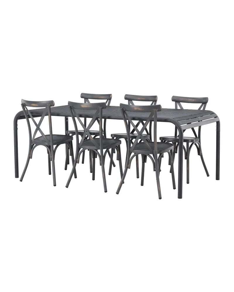 Borneo & Tablas Gartenmöbel-Set mit 6 Stühlen mit Kreuzlehne, Ansicht 11
