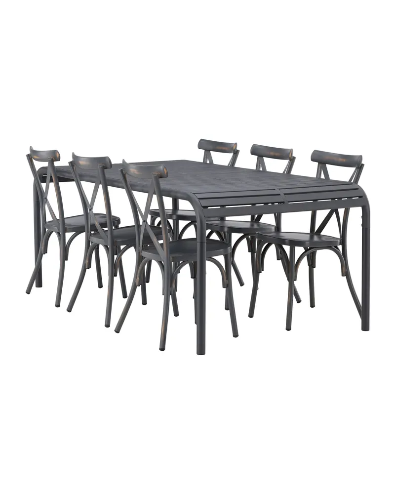 Borneo & Tablas Gartenmöbel-Set mit 6 Stühlen mit Kreuzlehne, Ansicht 12
