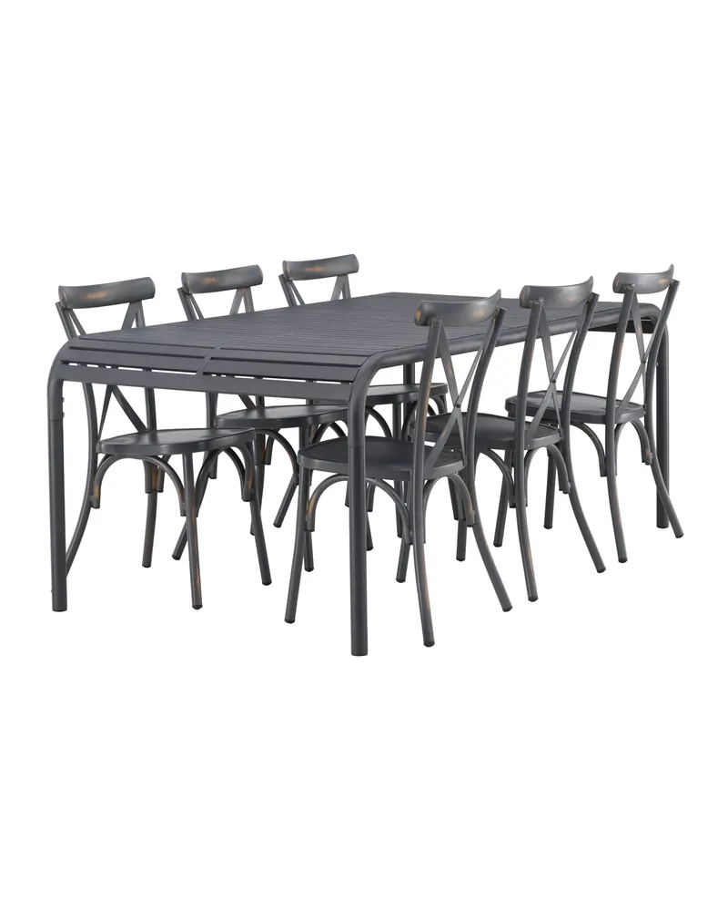 Borneo & Tablas Gartenmöbel-Set mit 6 Stühlen mit Kreuzlehne, Ansicht 2