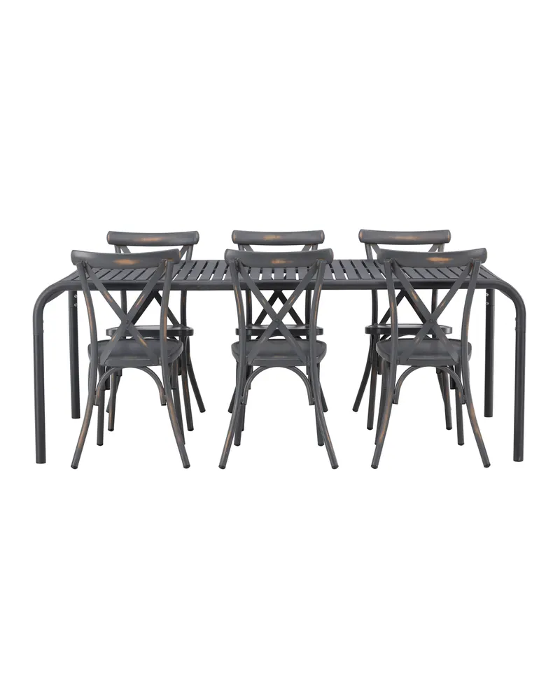 Borneo & Tablas Gartenmöbel-Set mit 6 Stühlen mit Kreuzlehne, Ansicht 3