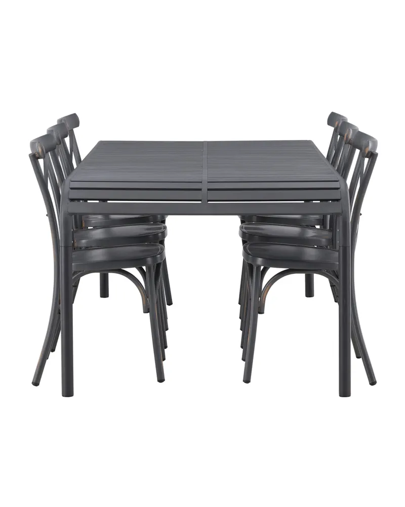 Borneo & Tablas Gartenmöbel-Set mit 6 Stühlen mit Kreuzlehne, Ansicht 4