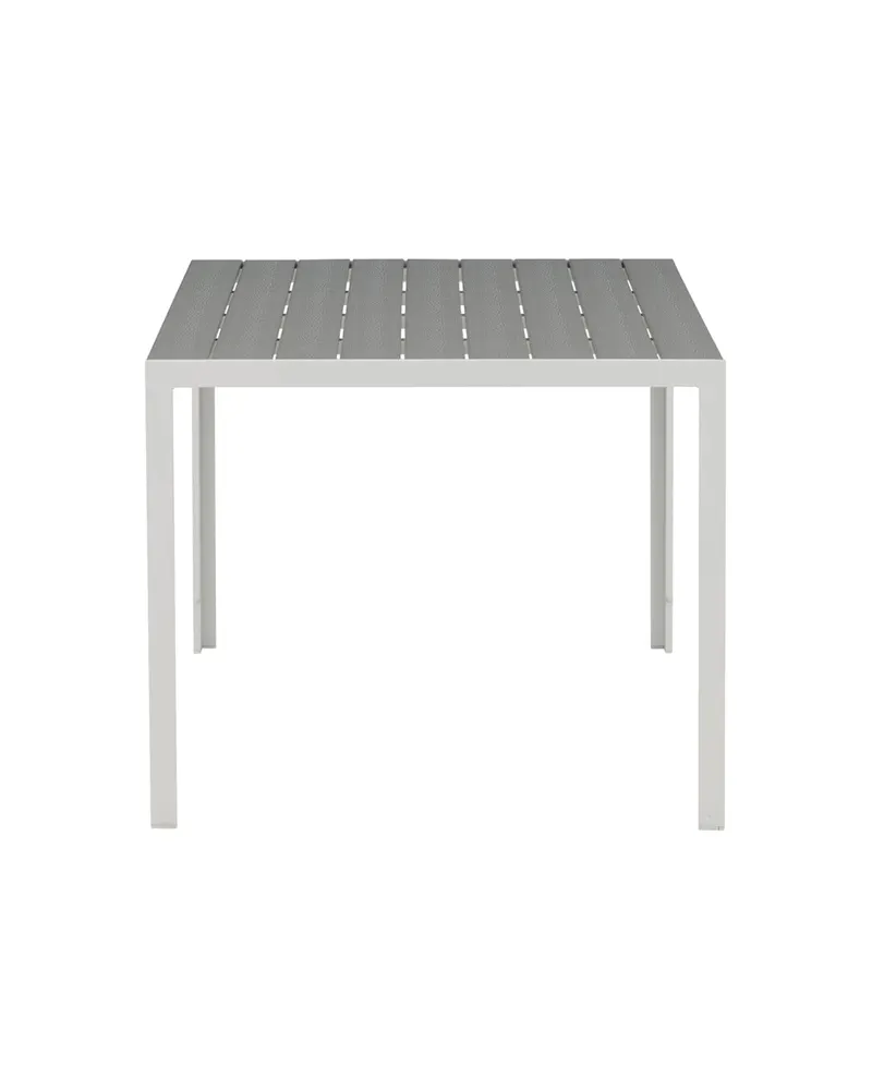 Break rechteckiger Gartentisch mit Aintwood-Platte in 150 × 90 cm, Grau, Gestell Weiß, Ansicht 7