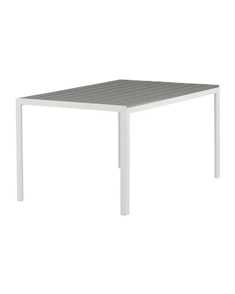 Break rechteckiger Gartentisch mit Aintwood-Platte in 150 × 90 cm, Grau, Gestell Weiß, Ansicht 8