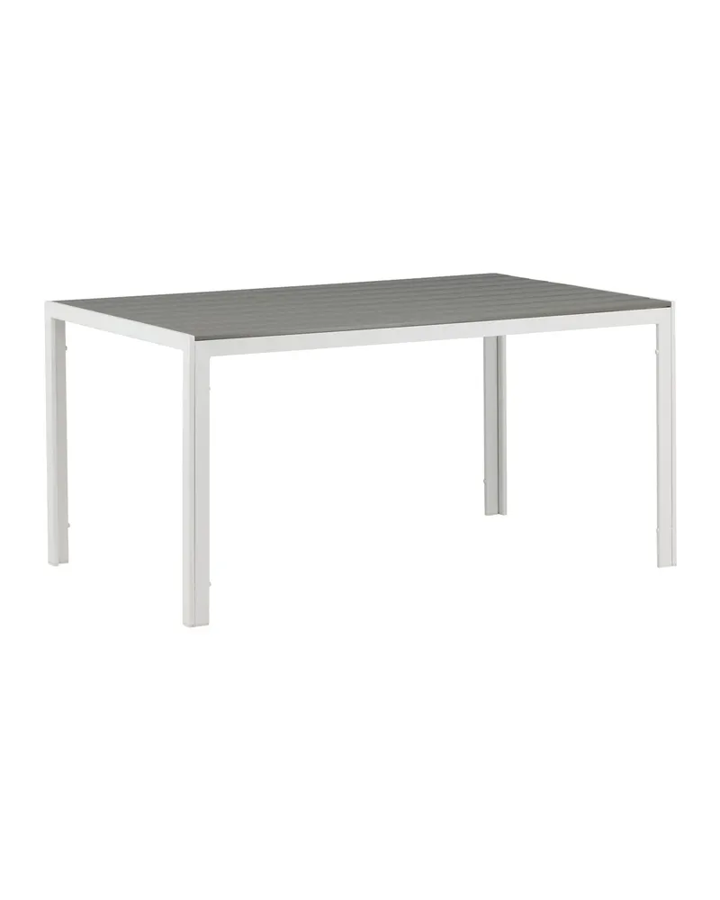 Break rechteckiger Gartentisch mit Aintwood-Platte in 150 × 90 cm, Grau, Gestell Weiß, Ansicht 9