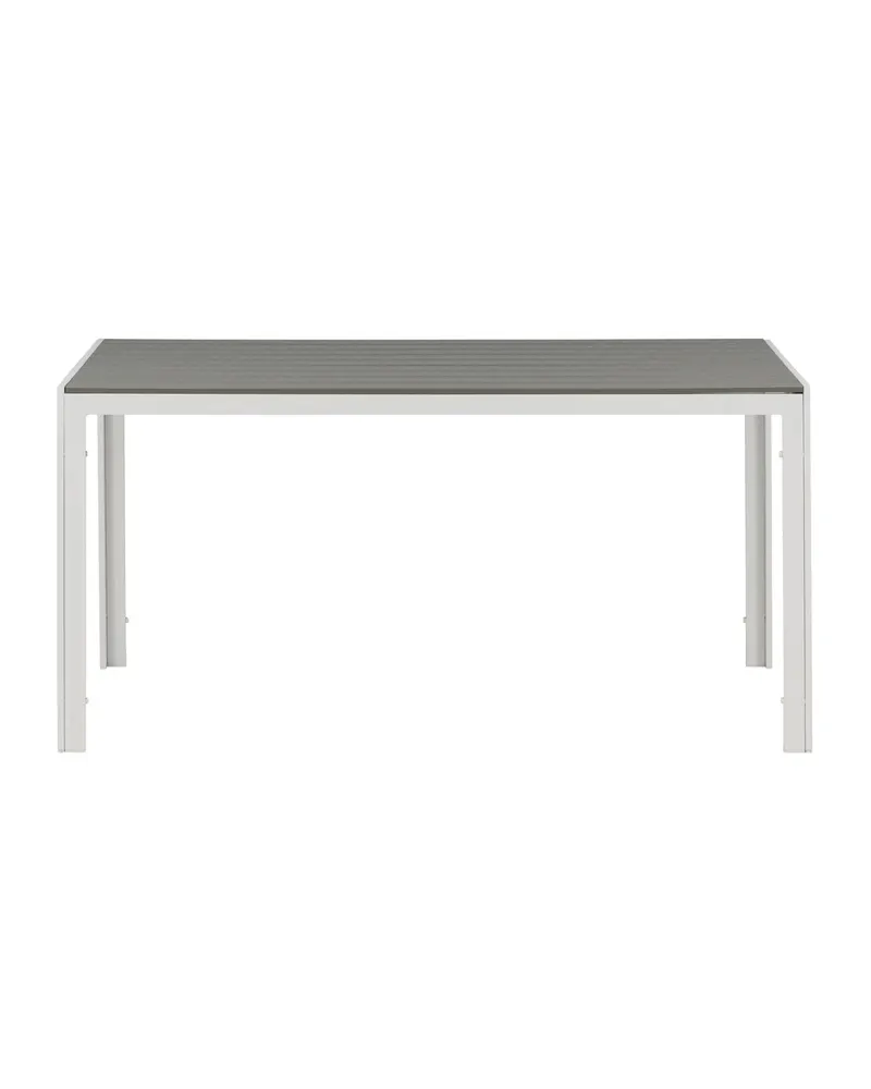 Break rechteckiger Gartentisch mit Aintwood-Platte in 150 × 90 cm, Grau, Gestell Weiß, Ansicht 10