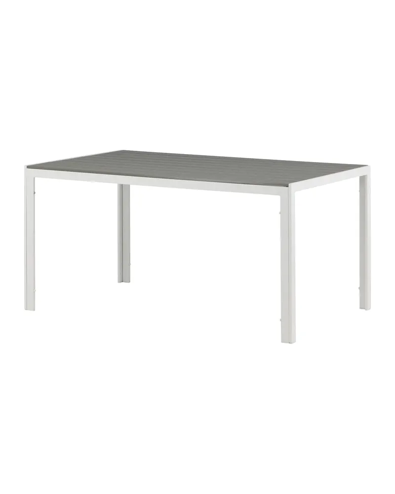 Break rechteckiger Gartentisch mit Aintwood-Platte in 150 × 90 cm, Grau, Gestell Weiß, Ansicht 11