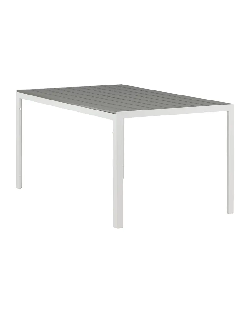 Break rechteckiger Gartentisch mit Aintwood-Platte in 150 × 90 cm, Grau, Gestell Weiß, Ansicht 12