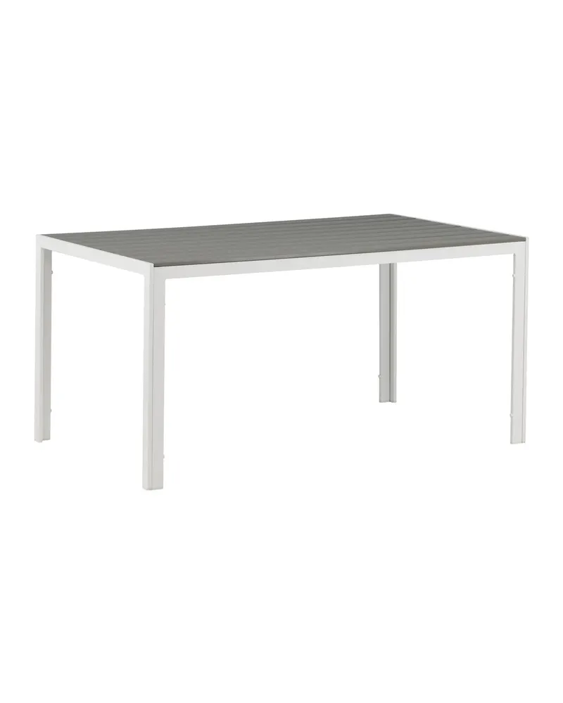 Break rechteckiger Gartentisch mit Aintwood-Platte in 150 × 90 cm, Grau, Gestell Weiß, Ansicht 2