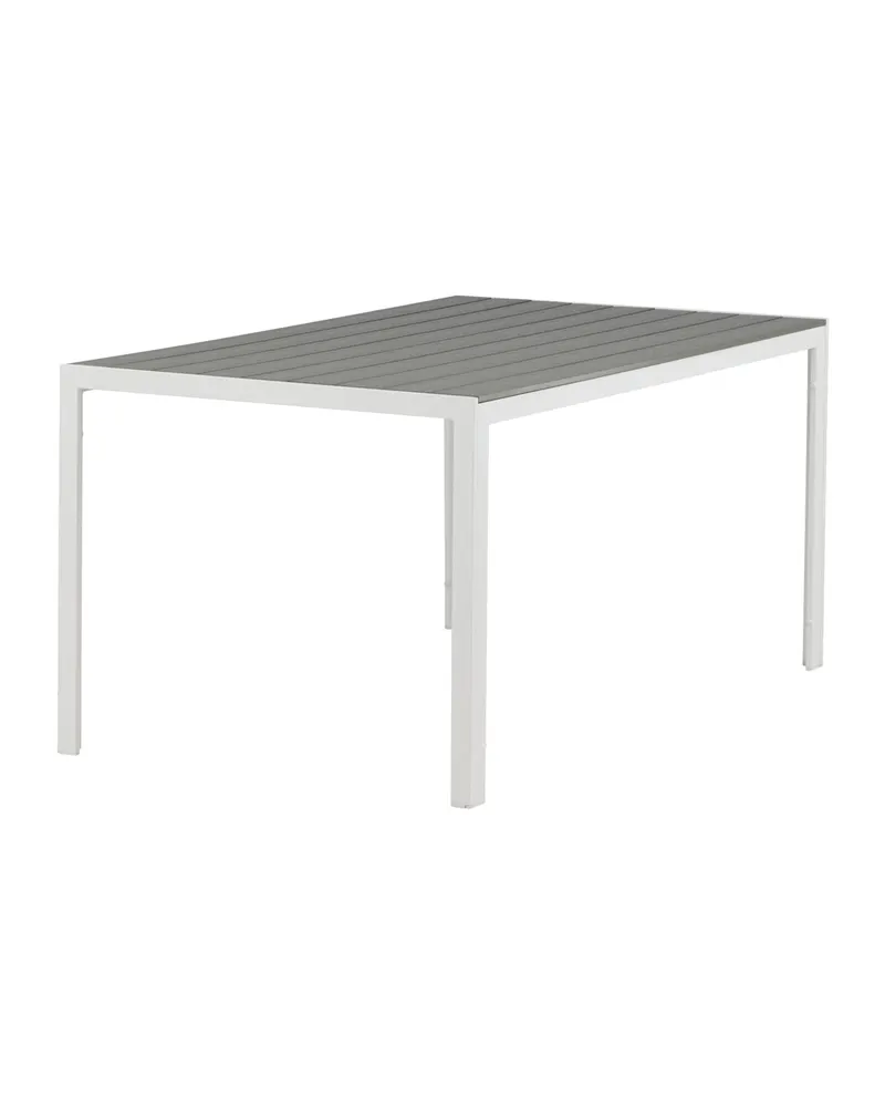 Break rechteckiger Gartentisch mit Aintwood-Platte in 150 × 90 cm, Grau, Gestell Weiß, Ansicht 3