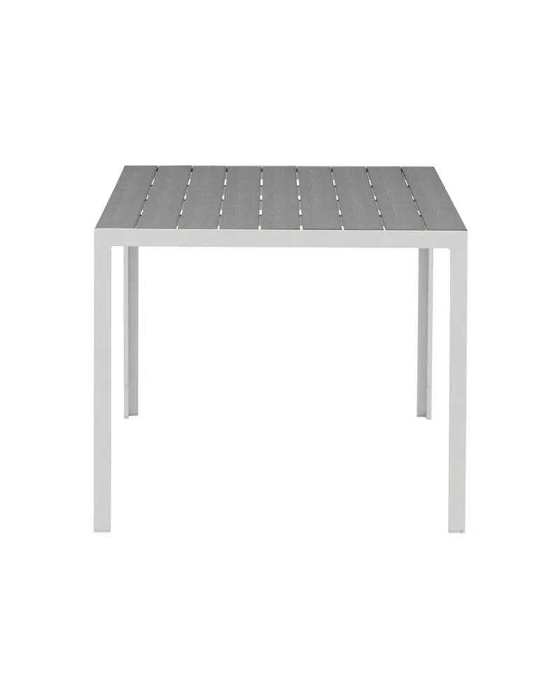 Break rechteckiger Gartentisch mit Aintwood-Platte in 150 × 90 cm, Grau, Gestell Weiß, Ansicht 4