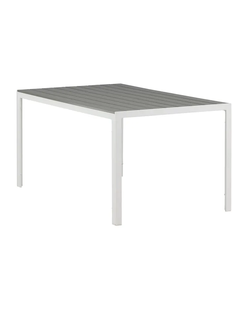 Break rechteckiger Gartentisch mit Aintwood-Platte in 150 × 90 cm, Grau, Gestell Weiß, Ansicht 5
