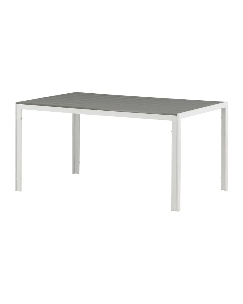 Break rechteckiger Gartentisch mit Aintwood-Platte in 150 × 90 cm, Grau, Gestell Weiß, Ansicht 6