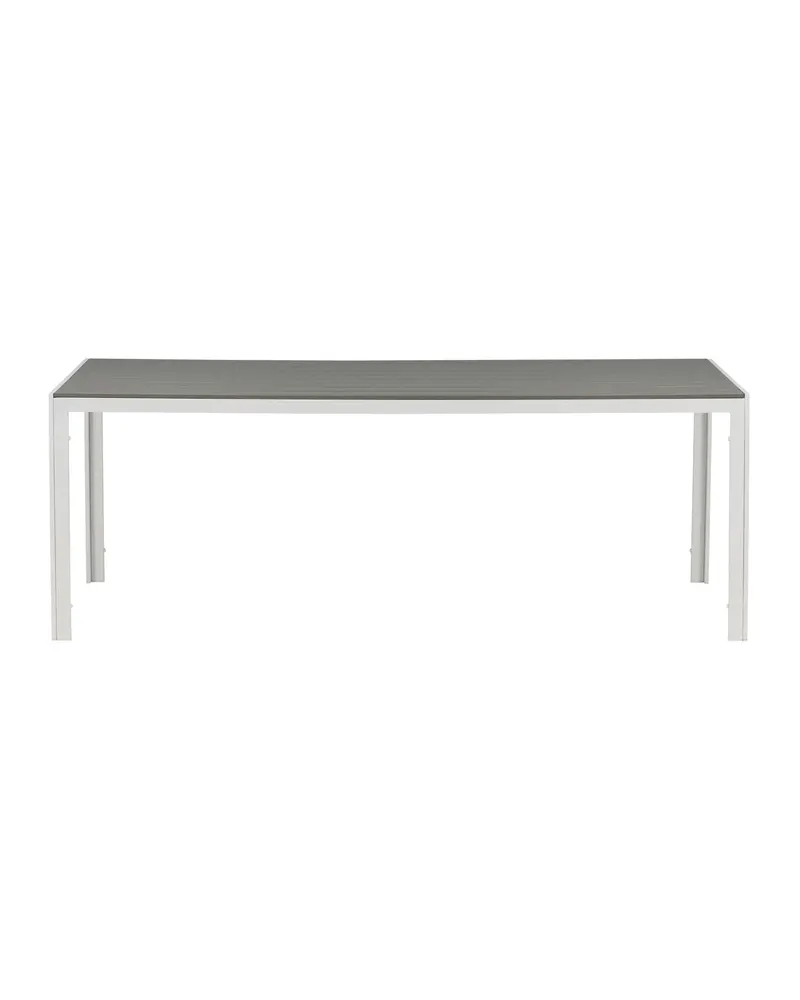 Break rechteckiger Gartentisch mit Aintwood-Platte in 205 × 90 cm, Grau, Gestell Weiß, Ansicht 1