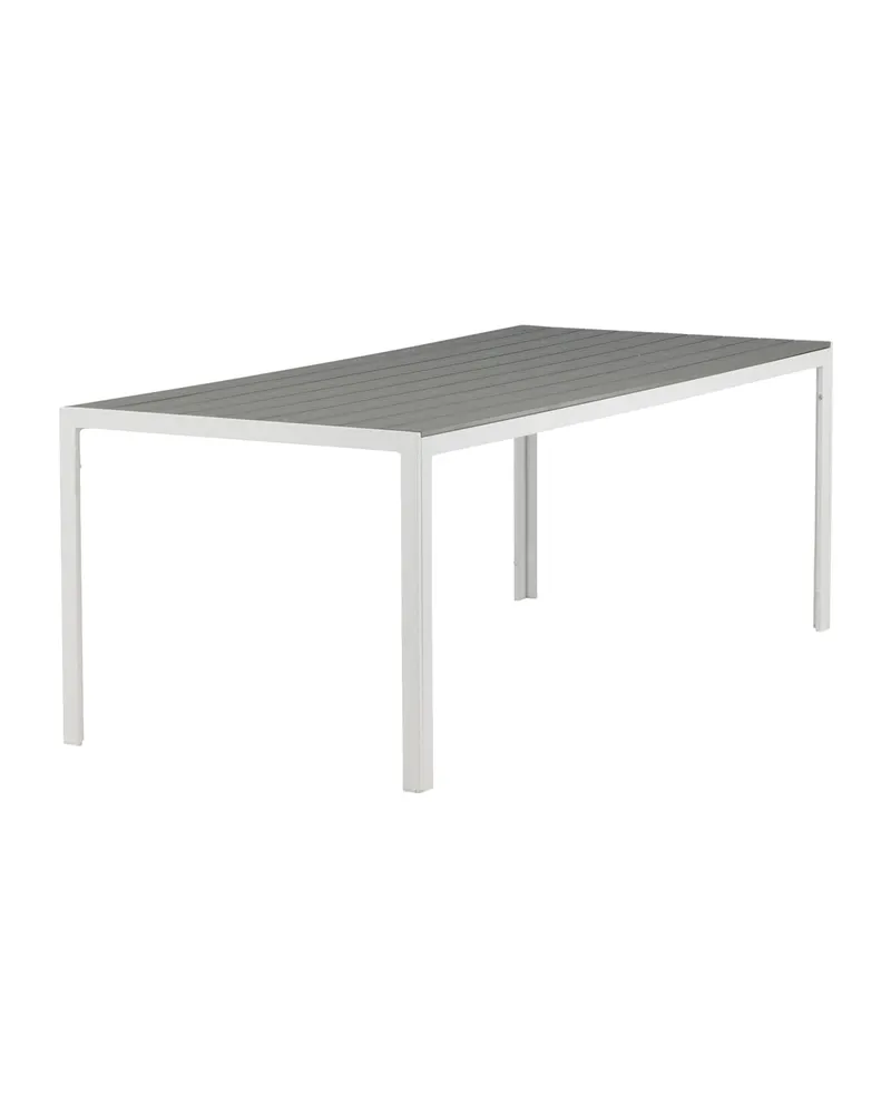 Break rechteckiger Gartentisch mit Aintwood-Platte in 205 × 90 cm, Grau, Gestell Weiß, Ansicht 8