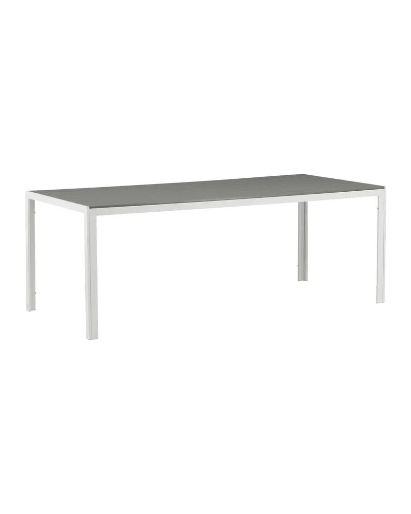 Break rechteckiger Gartentisch mit Aintwood-Platte in 205 × 90 cm, Grau, Gestell Weiß, Ansicht 9