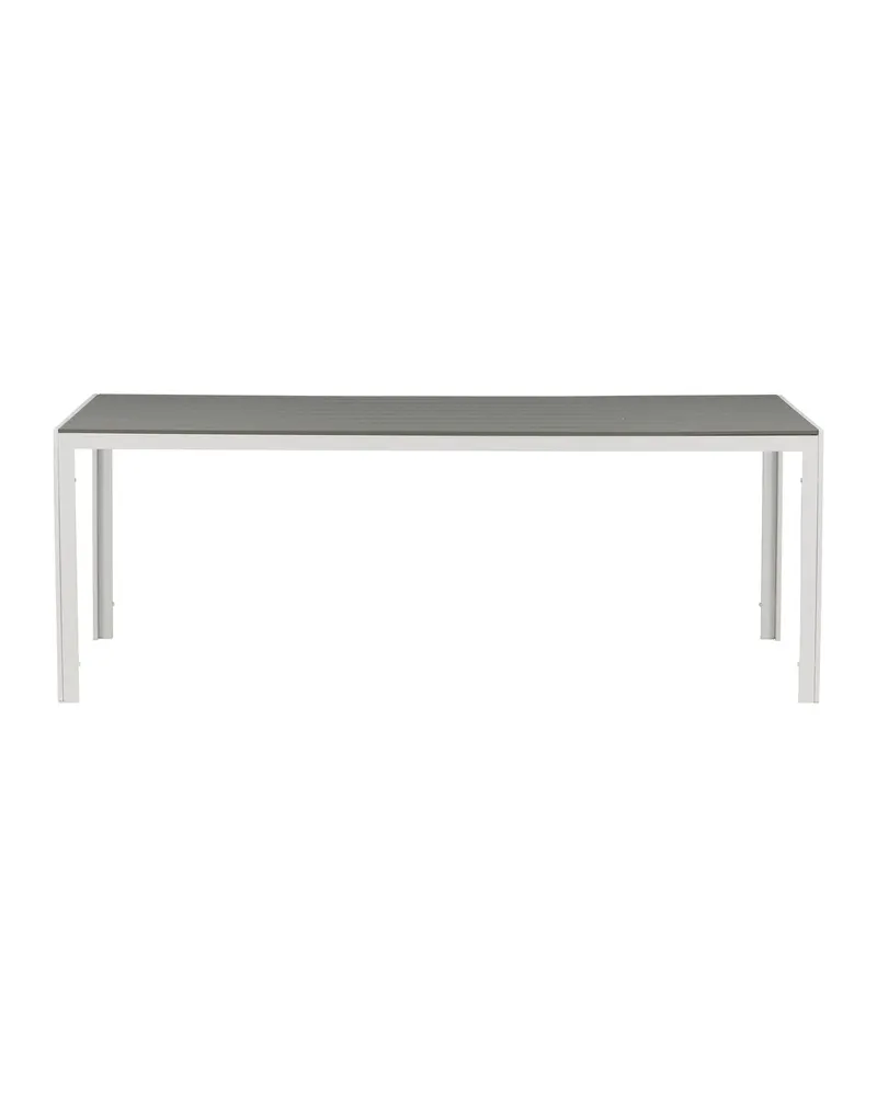 Break rechteckiger Gartentisch mit Aintwood-Platte in 205 × 90 cm, Grau, Gestell Weiß, Ansicht 10