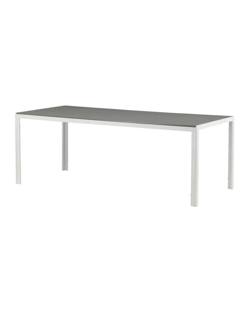 Break rechteckiger Gartentisch mit Aintwood-Platte in 205 × 90 cm, Grau, Gestell Weiß, Ansicht 11