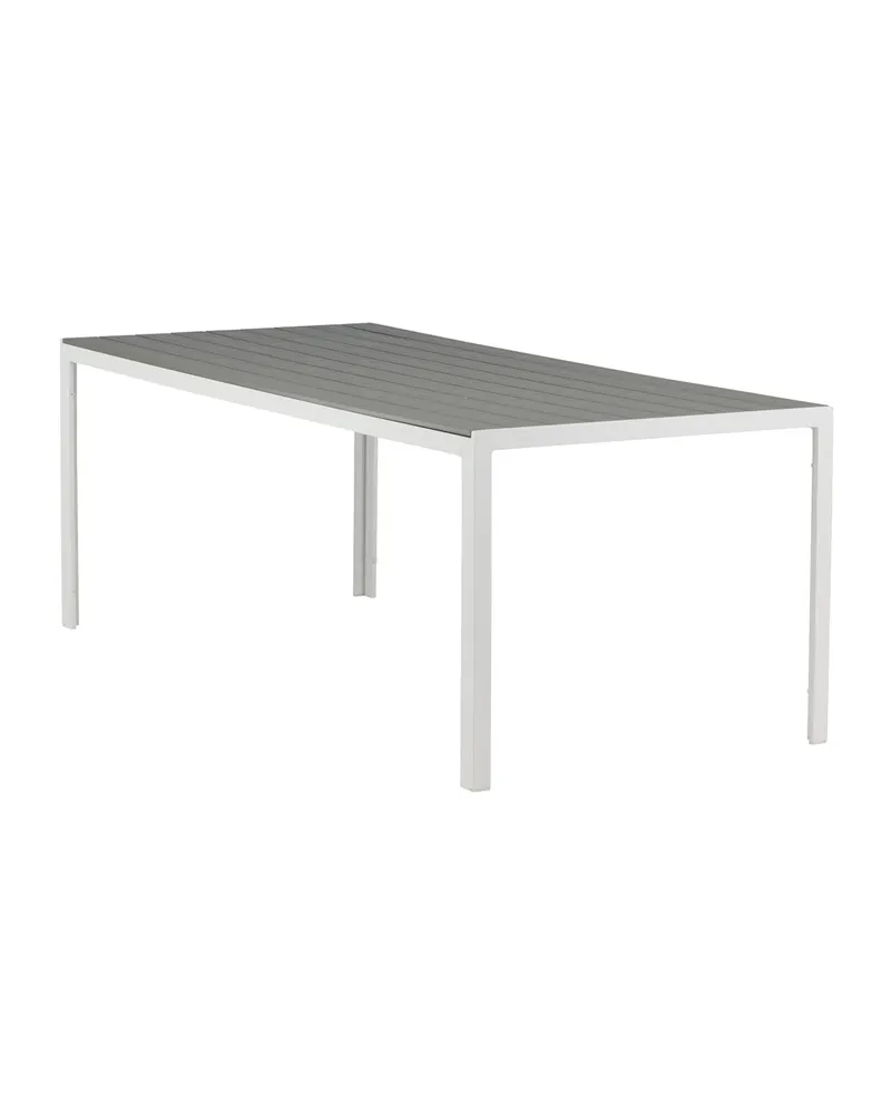 Break rechteckiger Gartentisch mit Aintwood-Platte in 205 × 90 cm, Grau, Gestell Weiß, Ansicht 12