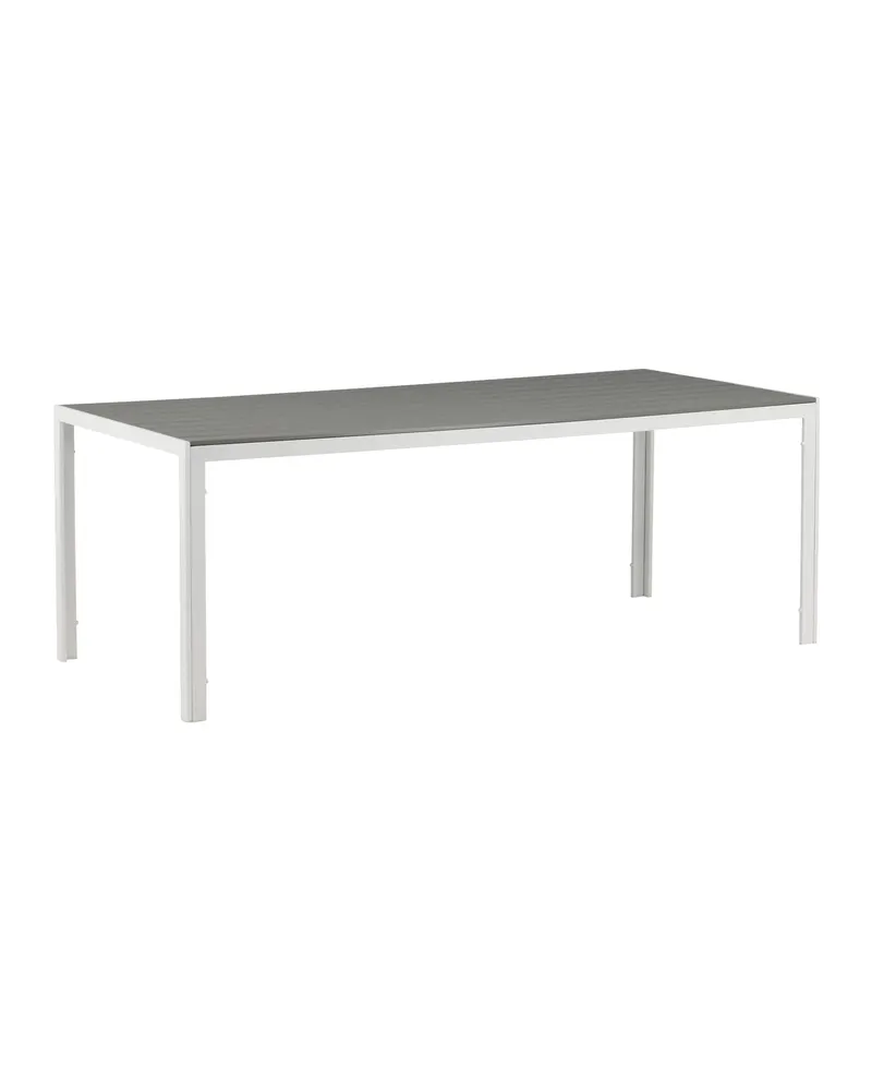 Break rechteckiger Gartentisch mit Aintwood-Platte in 205 × 90 cm, Grau, Gestell Weiß, Ansicht 2
