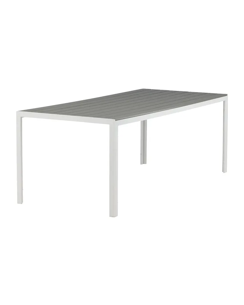 Break rechteckiger Gartentisch mit Aintwood-Platte in 205 × 90 cm, Grau, Gestell Weiß, Ansicht 3