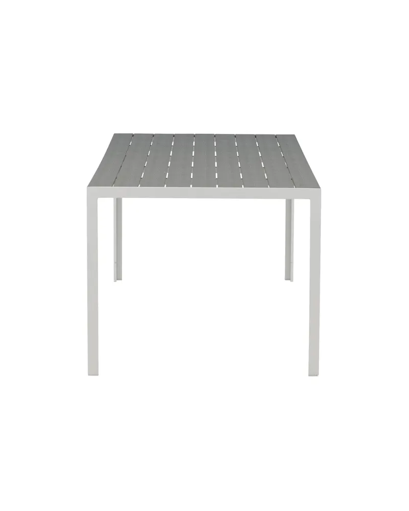Break rechteckiger Gartentisch mit Aintwood-Platte in 205 × 90 cm, Grau, Gestell Weiß, Ansicht 4