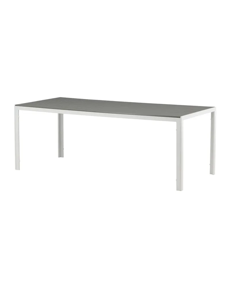 Break rechteckiger Gartentisch mit Aintwood-Platte in 205 × 90 cm, Grau, Gestell Weiß, Ansicht 5