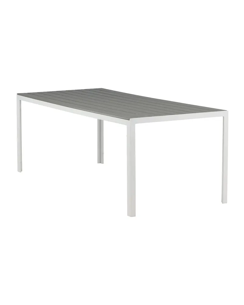 Break rechteckiger Gartentisch mit Aintwood-Platte in 205 × 90 cm, Grau, Gestell Weiß, Ansicht 6