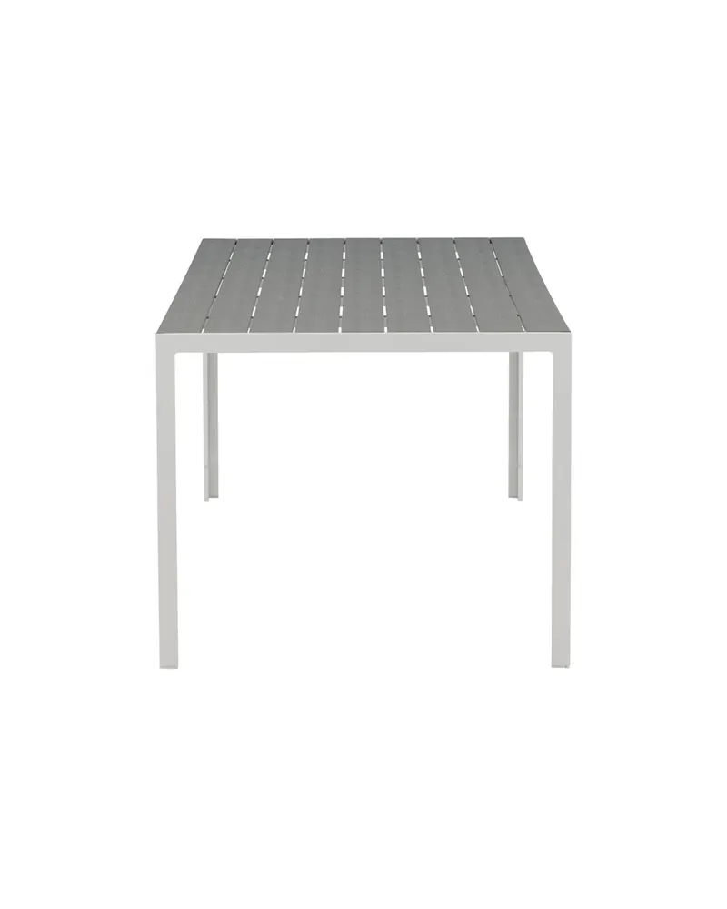 Break rechteckiger Gartentisch mit Aintwood-Platte in 205 × 90 cm, Grau, Gestell Weiß, Ansicht 7