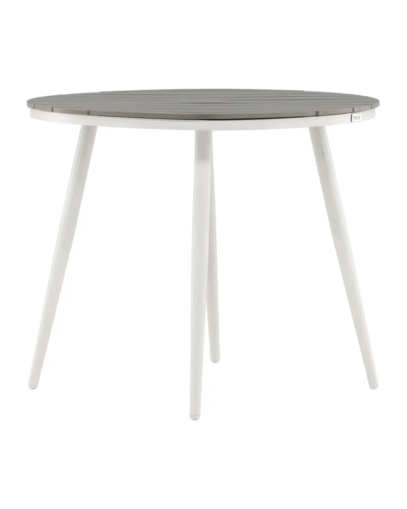 Break runder Gartentisch mit schräg gestellten Beinen in Ø 90 cm, Grau, Gestell Weiß, Ansicht 1