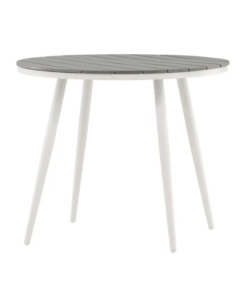 Break runder Gartentisch mit schräg gestellten Beinen in Ø 90 cm, Grau, Gestell Weiß, Ansicht 9