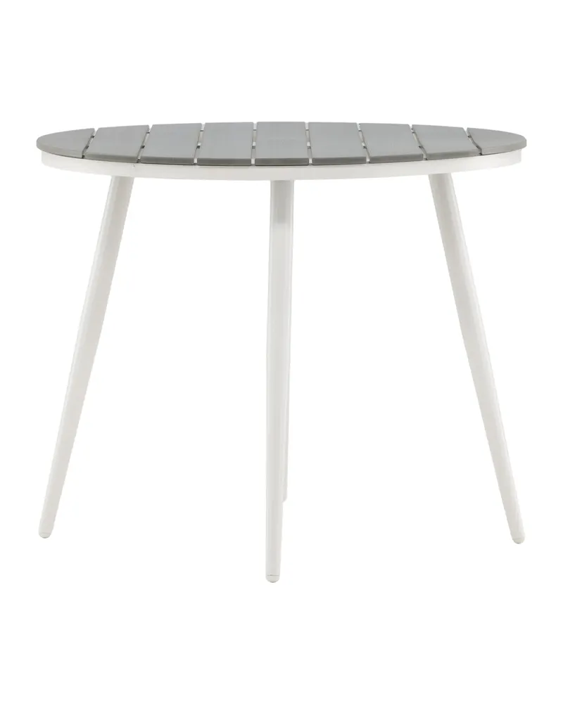 Break runder Gartentisch mit schräg gestellten Beinen in Ø 90 cm, Grau, Gestell Weiß, Ansicht 10