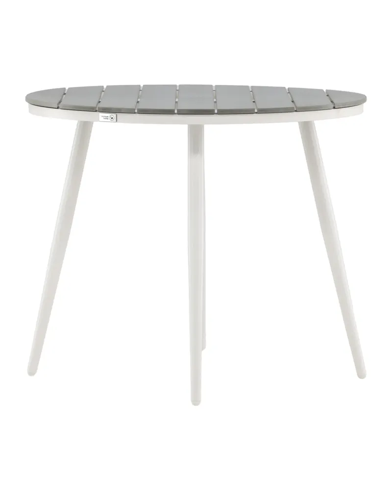 Break runder Gartentisch mit schräg gestellten Beinen in Ø 90 cm, Grau, Gestell Weiß, Ansicht 4